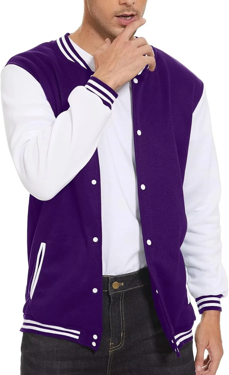 ACEFAST INC Men's Varsity Baseball Jacket Casual Letterman Bomber Jacket Windbreaker Lightweight Jacket