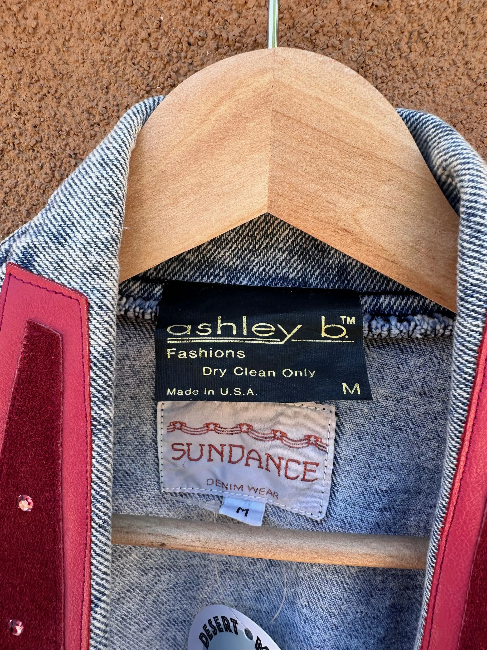 Acid Wash Denim Jacket with Pink Suede & Fringe Detail - Sundance
