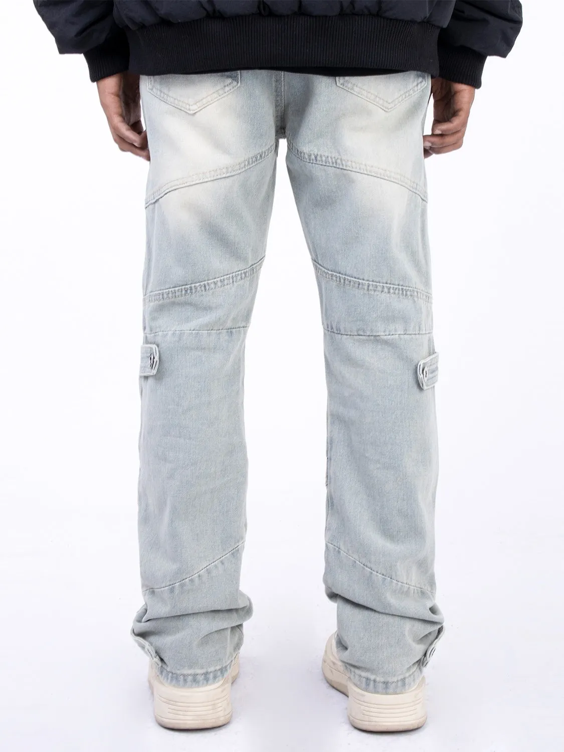 American Retro Line Segmentation Design Straight Leg Pants