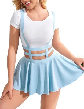 Avidlove Women Sexy Skirt Pleated Mini Skirt Suspender Skirt A-Line Short Braces Skirt