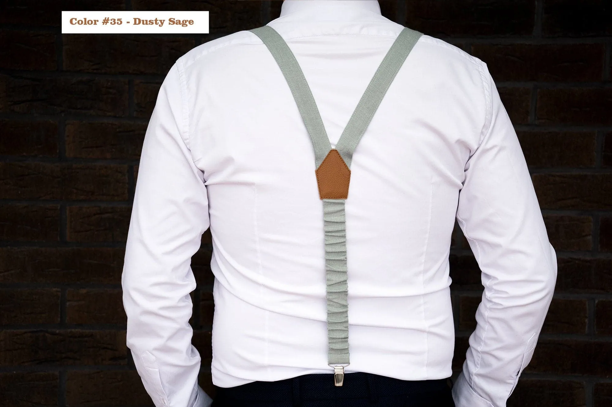 Beige Bow Tie and Suspender Set - Groom's Bow Tie, Beige Suspender - Perfect for Weddings and Special Occasions