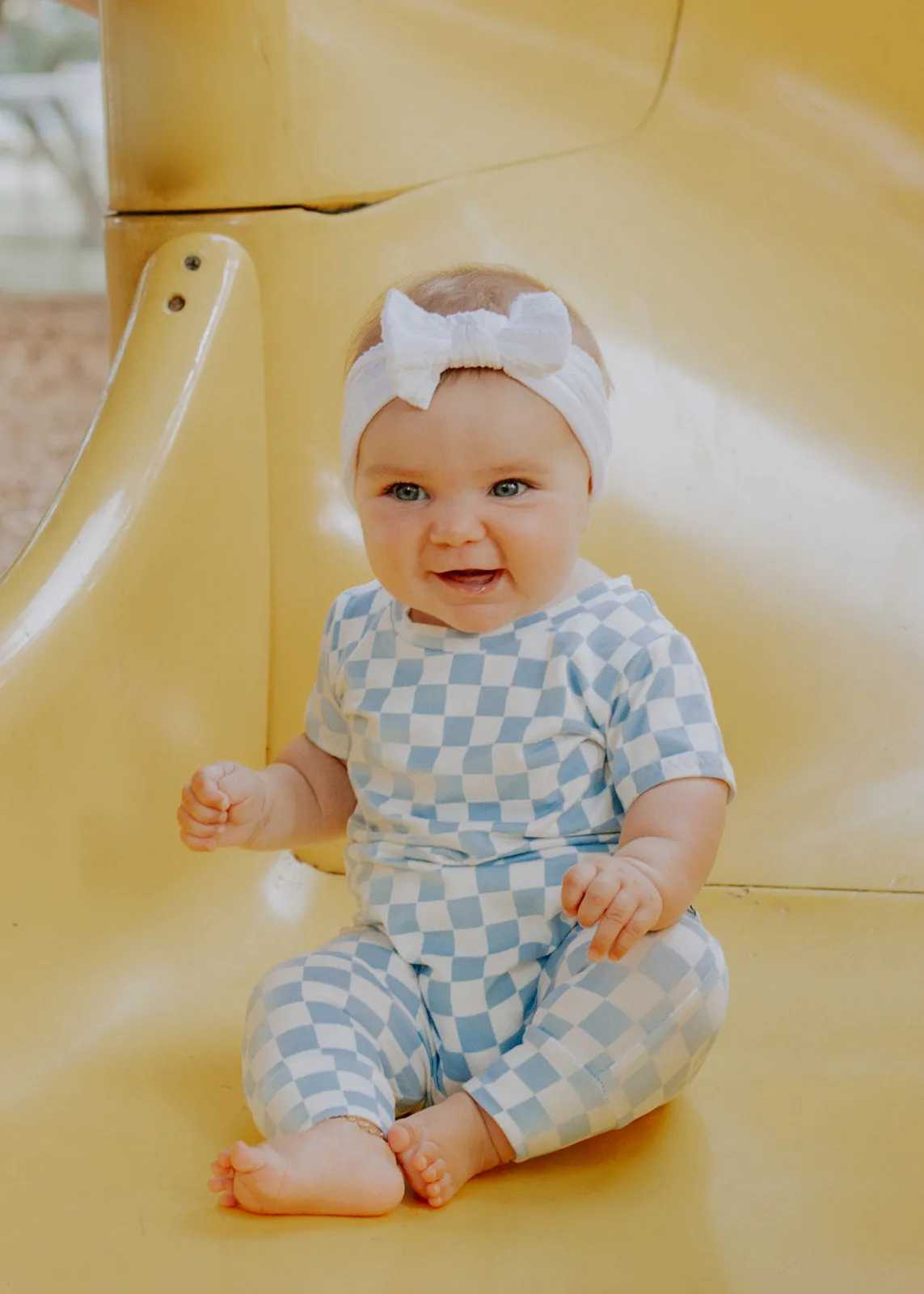 Blue Retro Checkered Harem Romper