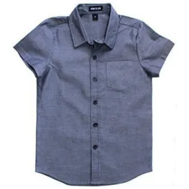 Born to Love Boy's Grey Button Down Short Sleeve Shirt