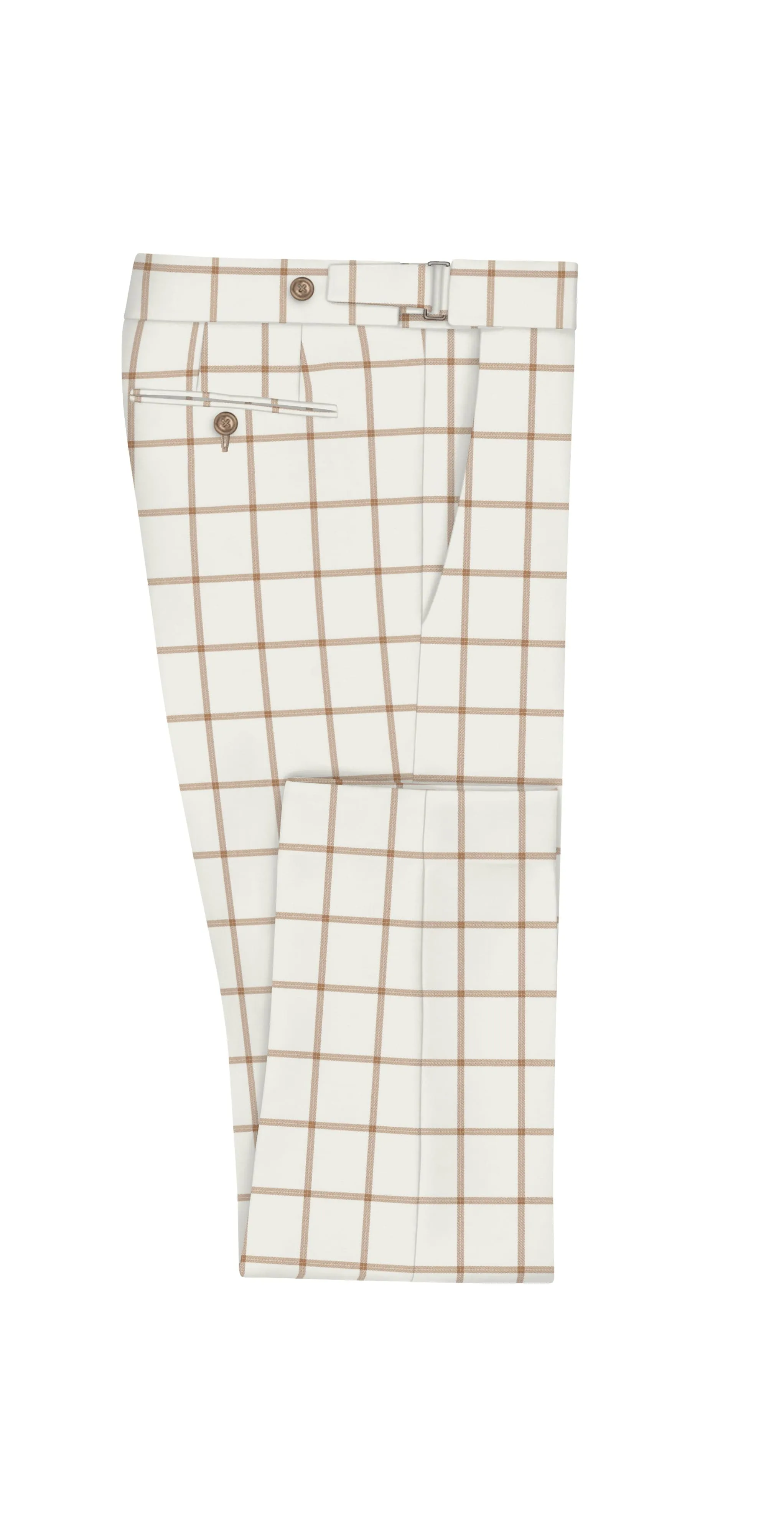 Brown Check on Cream Suit
