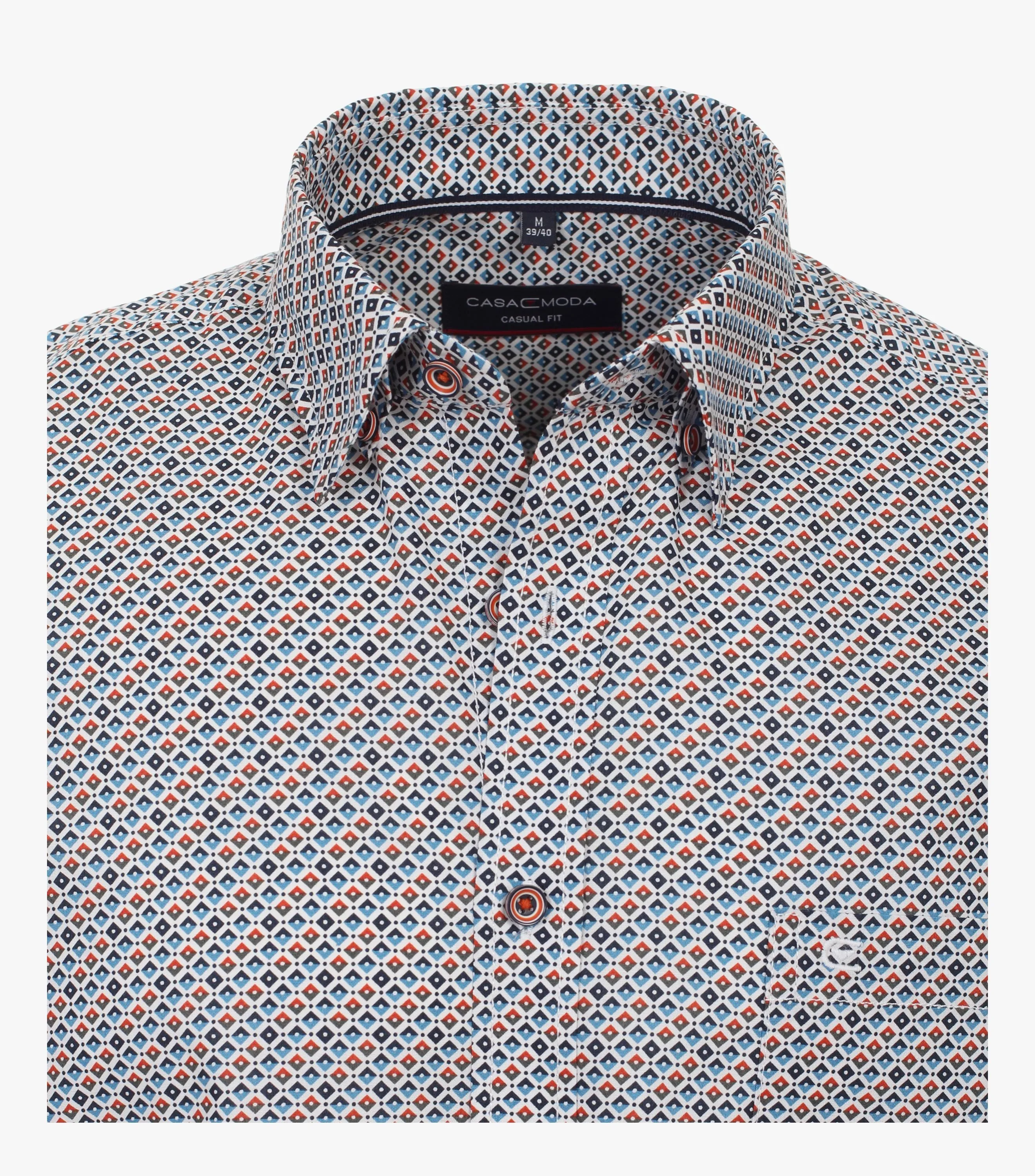 Casa Moda Diamond Print Short Sleeve Shirt - Orange