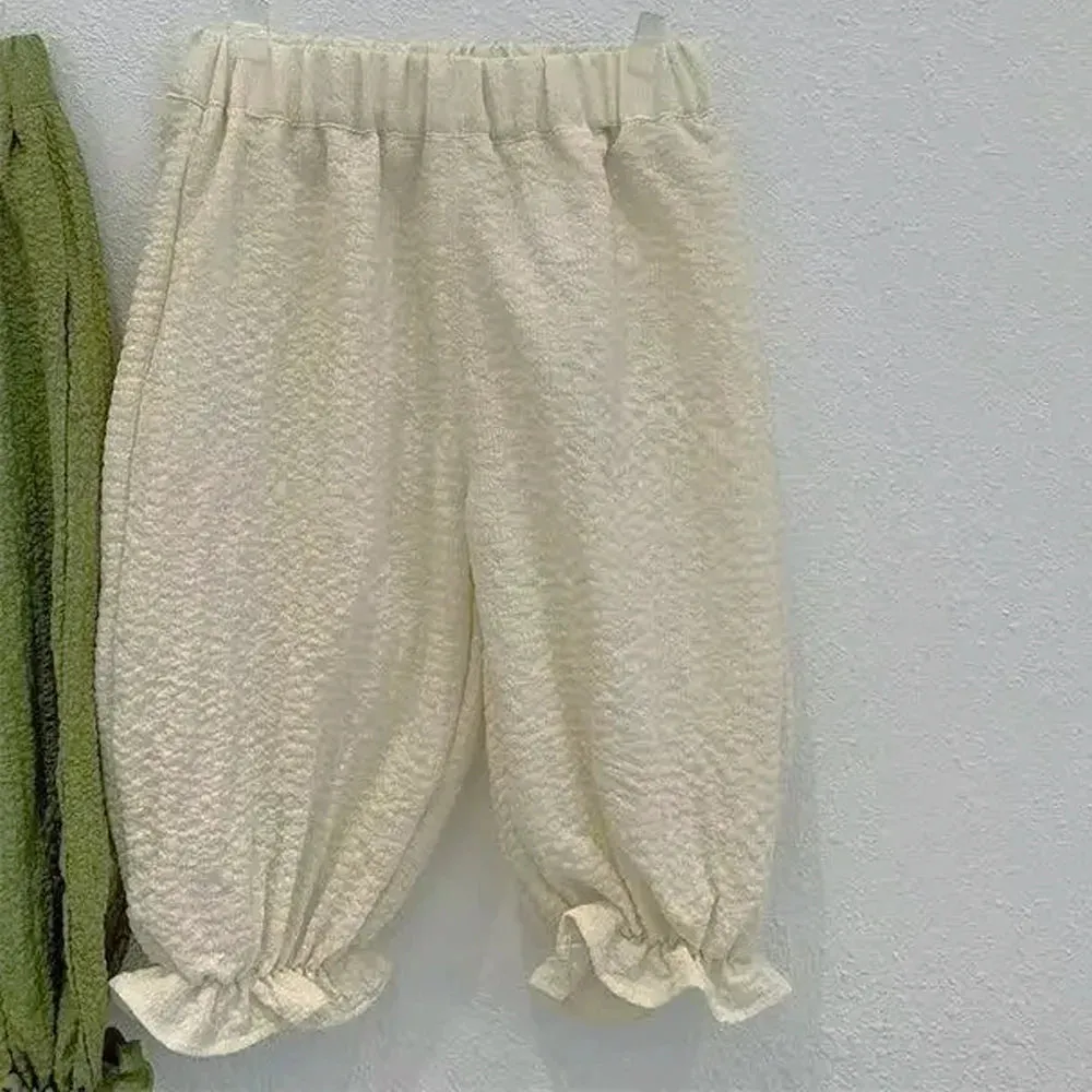 Children's Thin Pants Baby Girls Chiffon Trousers Kids High Waist Anti-mosquito Pant 2024 Summer Korean Style Clothing