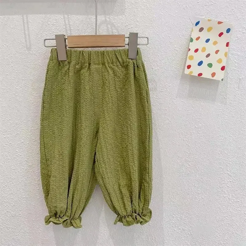 Children's Thin Pants Baby Girls Chiffon Trousers Kids High Waist Anti-mosquito Pant 2024 Summer Korean Style Clothing