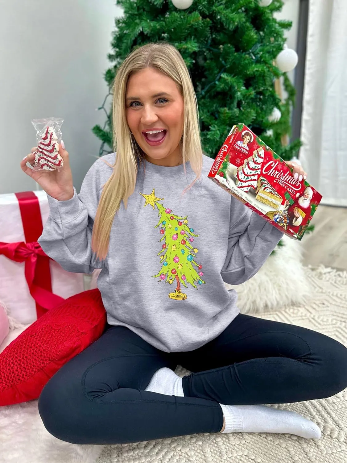 Christmas Tree Sweatshirt: Women's Christmas Graphic Crewneck Tee