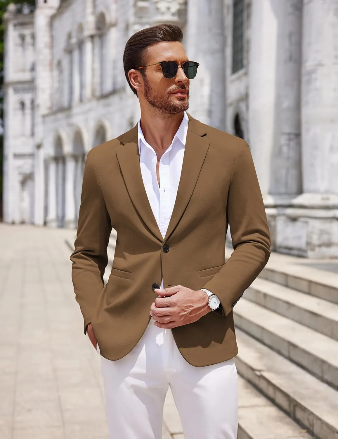 COOFANDY Men's Casual Knit Blazer Two Button Lightweight Sport Coats Suit Jacket