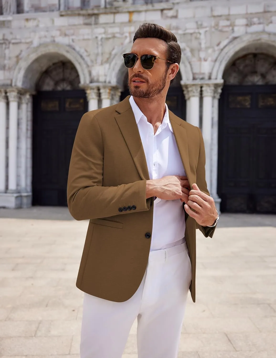 COOFANDY Men's Casual Knit Blazer Two Button Lightweight Sport Coats Suit Jacket