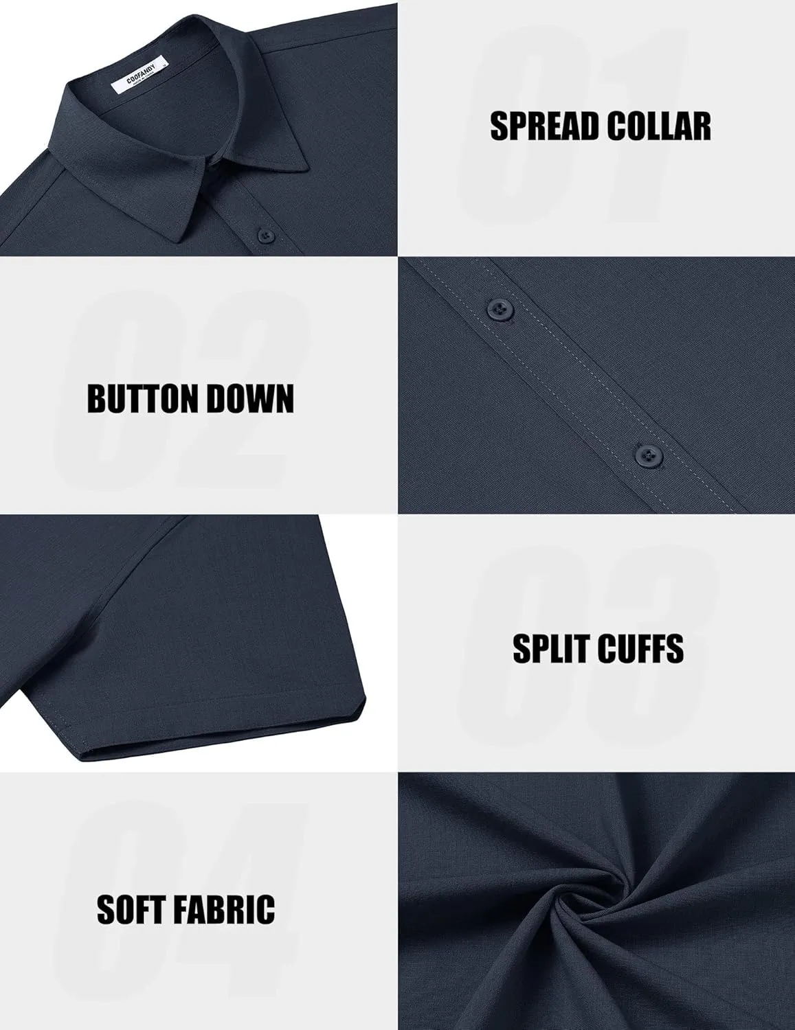 COOFANDY Mens Casual Shirts Short Sleeve Button Down Shirt Wrinkle Free Summer Shirt