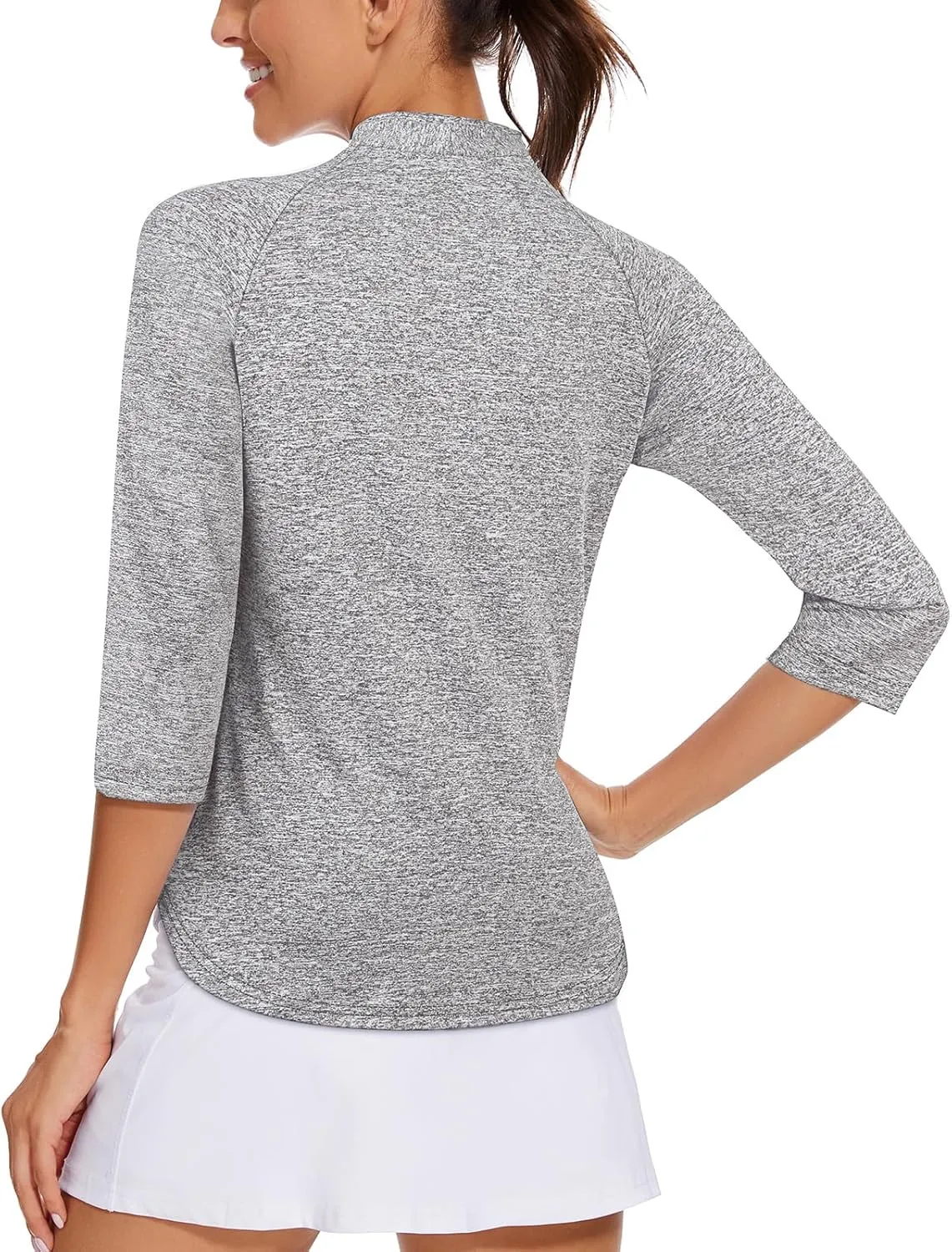 Cucuchy Womens Golf Shirt Quick Dry 3/4 Sleeve Quarter Zip Polo Workout Tops Tennis Shirts S-XXL