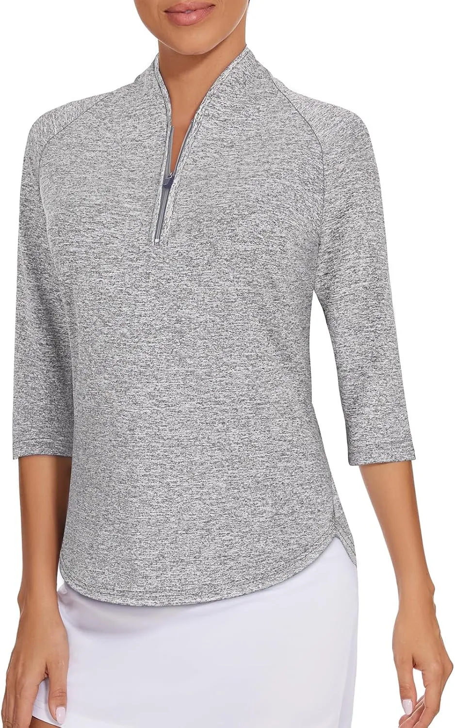 Cucuchy Womens Golf Shirt Quick Dry 3/4 Sleeve Quarter Zip Polo Workout Tops Tennis Shirts S-XXL