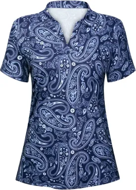 Cucuchy Womens V Neck Golf Polo Shirts Moisture Wicking Sports Workout Tops