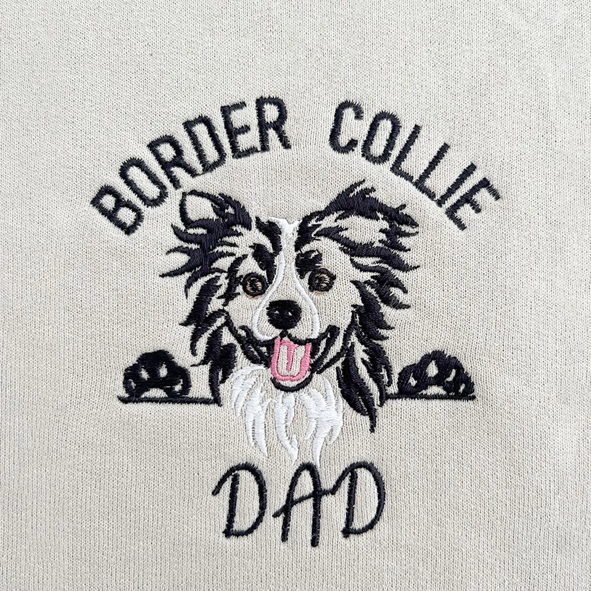 Custom Border Collie Dog Dad Embroidered Collar Sweatshirt, Personalized Sweatshirt with Dog Name, Best Gifts For Boxer Lovers