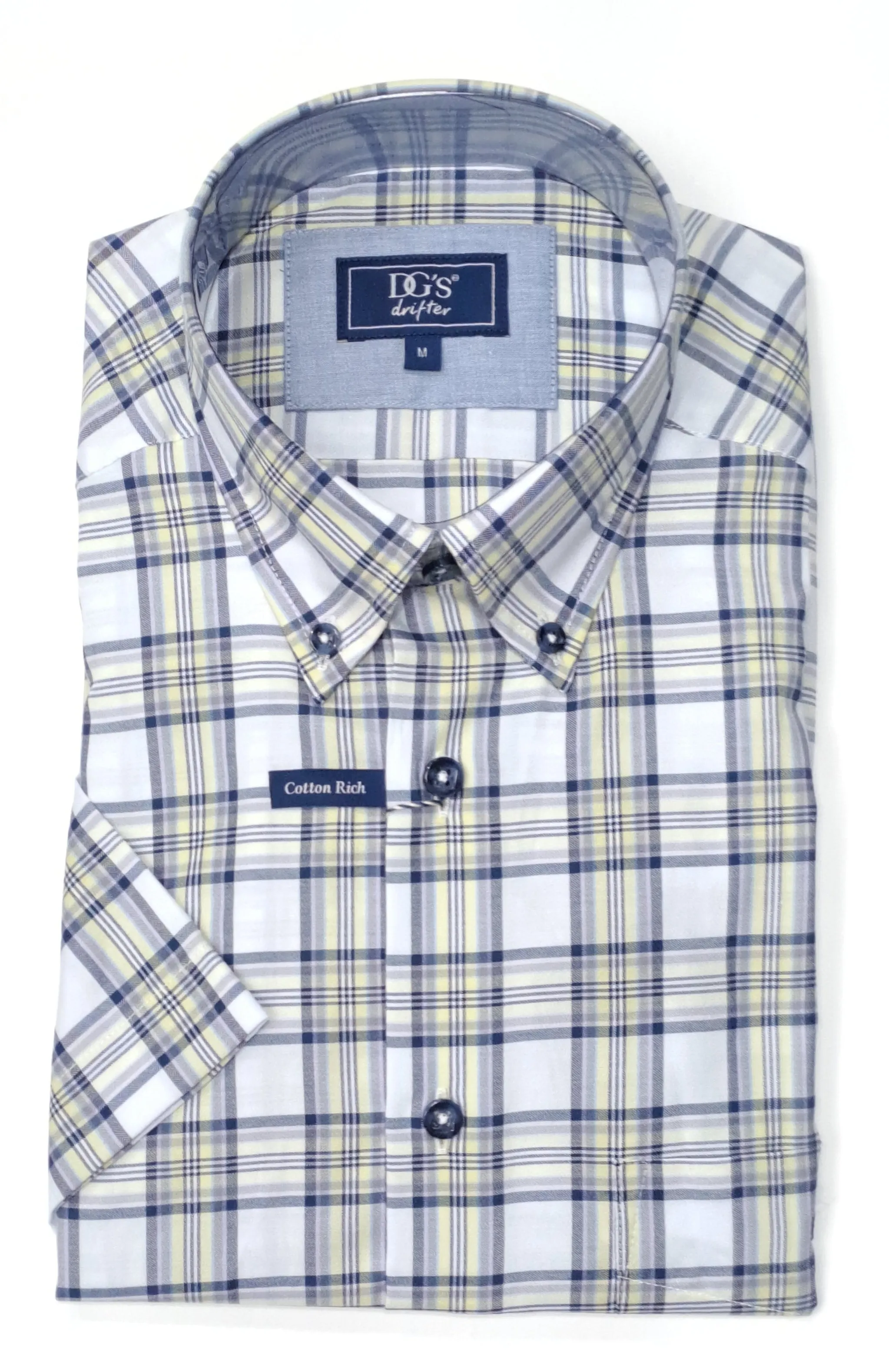 Daniel Grahame Checkered Short Sleeve Casual Shirt - Yellow/White