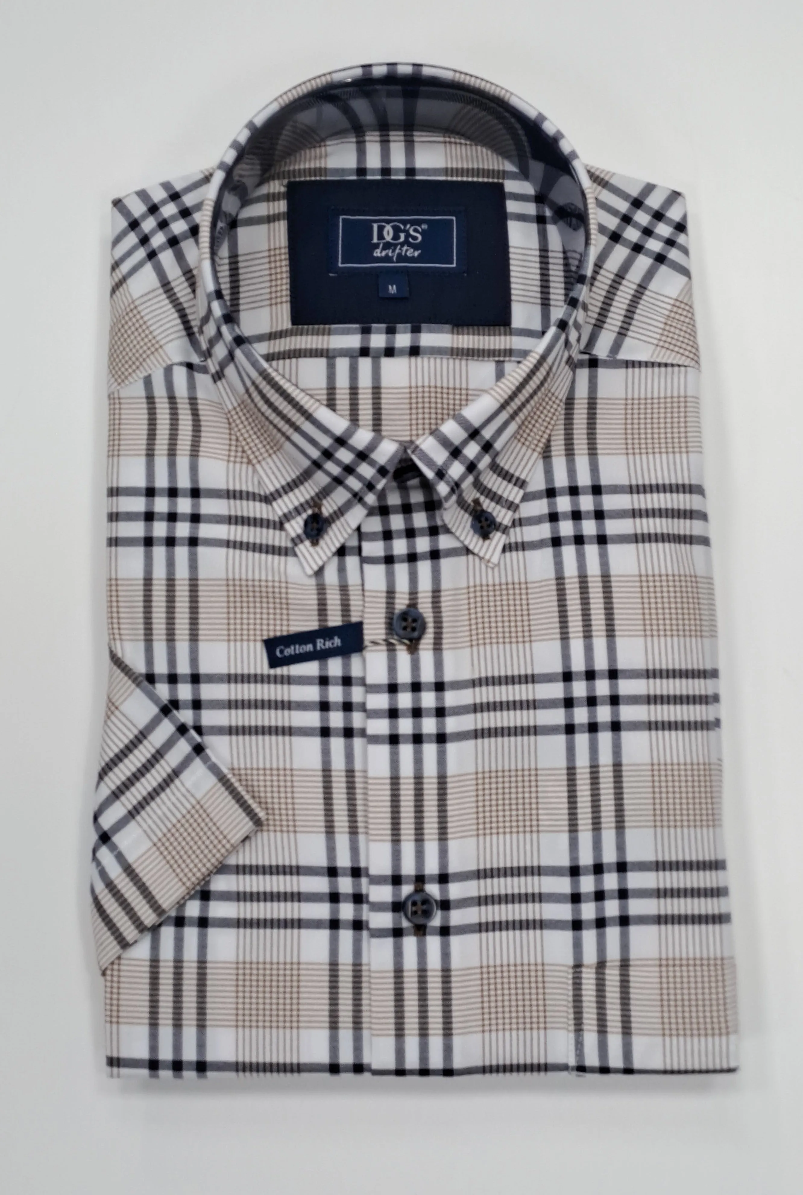 Daniel Grahame Short Sleeve Checkered Casual Shirt - Beige
