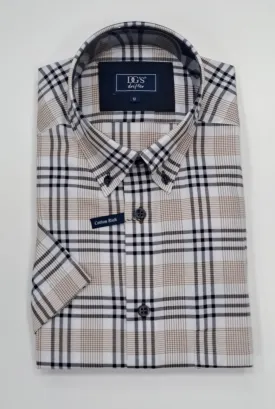 Daniel Grahame Short Sleeve Checkered Casual Shirt - Beige