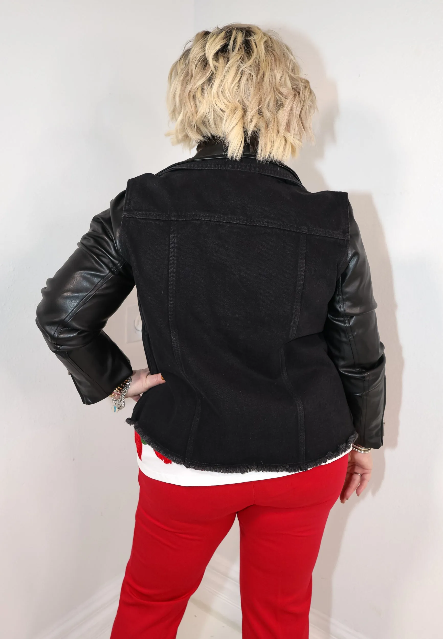 Dear John Denim & Leather Frayed Jacket