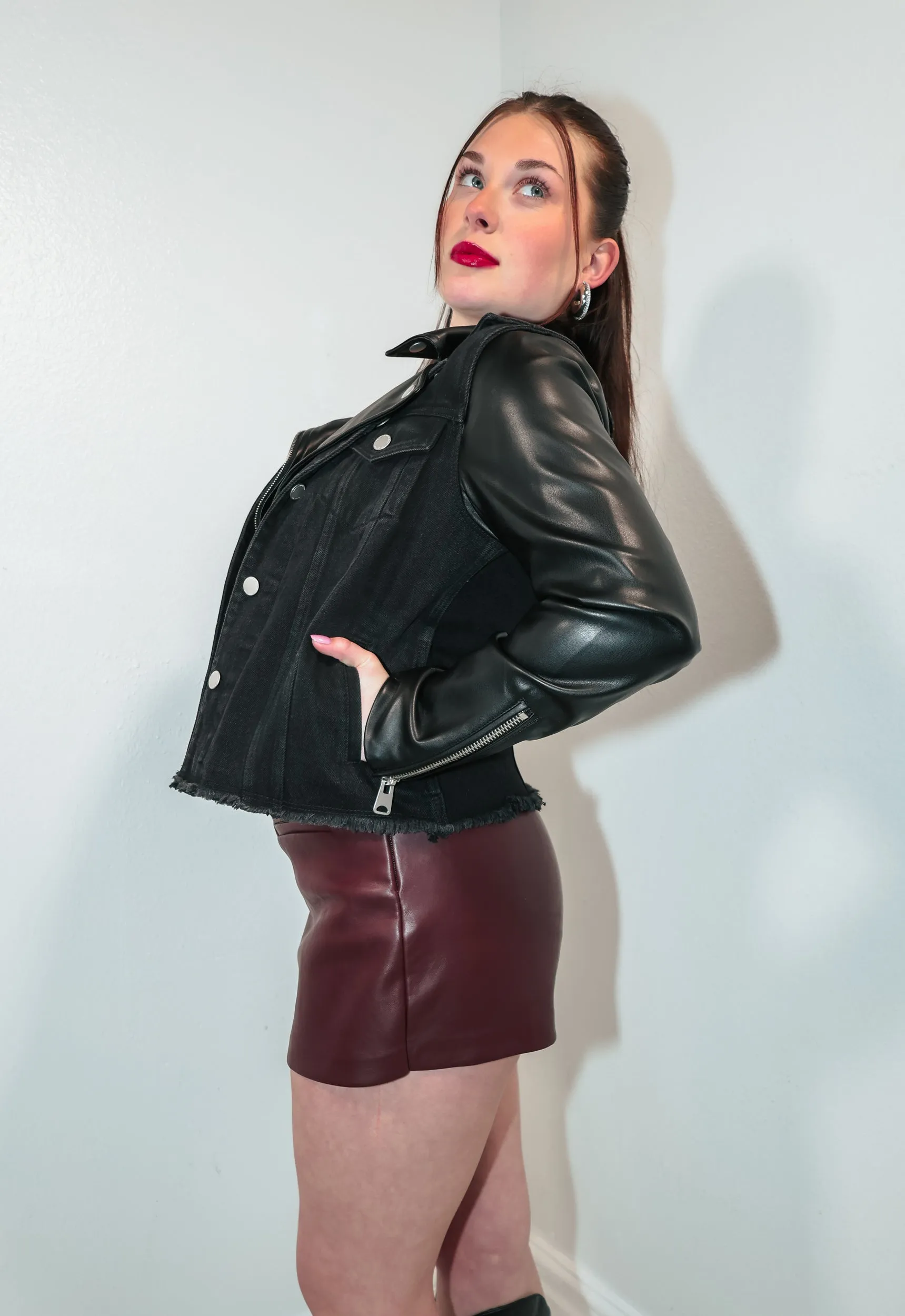 Dear John Denim & Leather Frayed Jacket