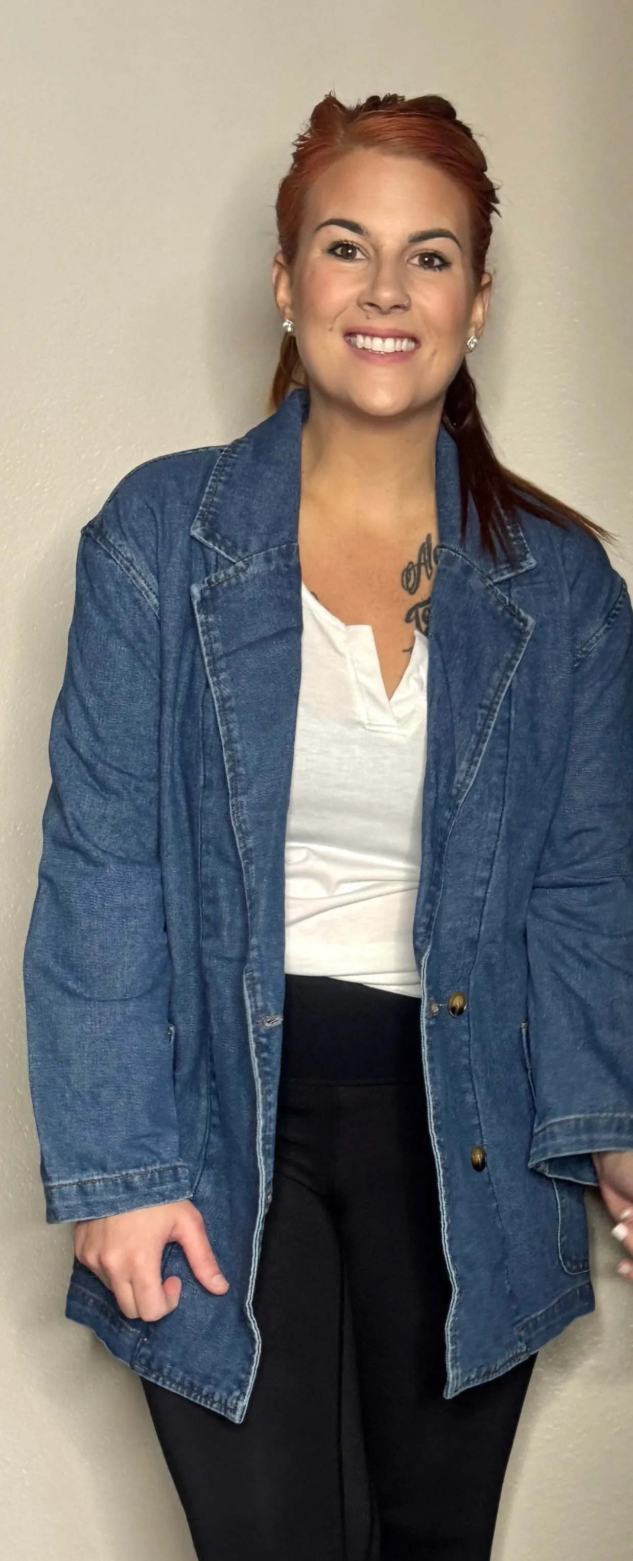 Deep Blue Denim Lapel Jacket