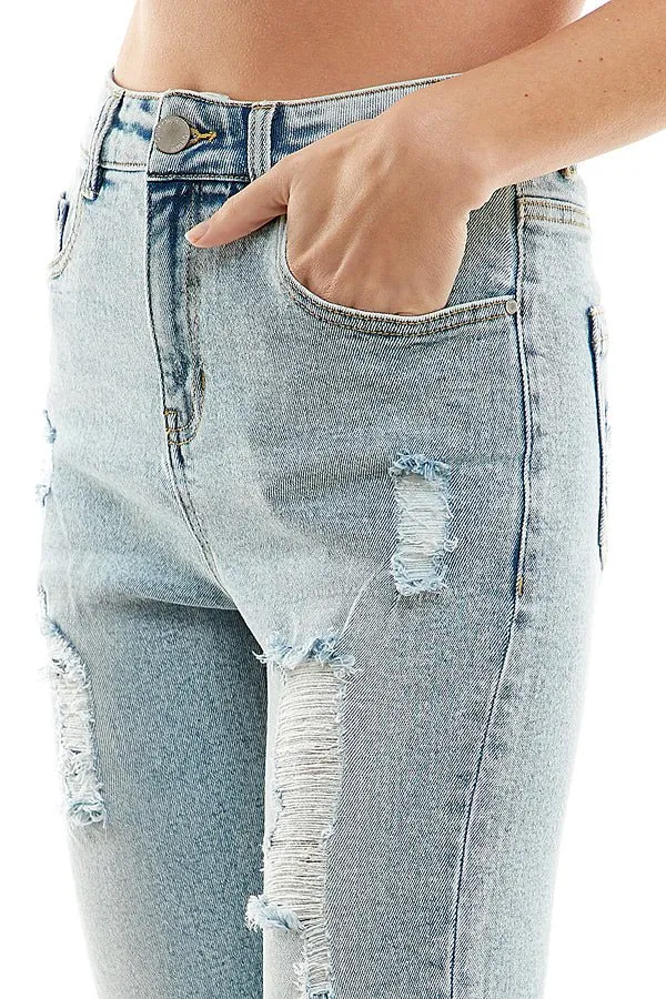 Destructed Cuffed Boyfriend Jean