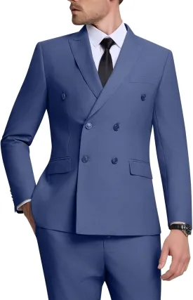 Double Breasted Suit Men Slim Fit 2 Pieces Suit Blazer Pants Formal 2 Button Tuxedo Jacket for Wedding Business Prom