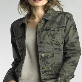Embroidered Camouflage Denim Style Jacket