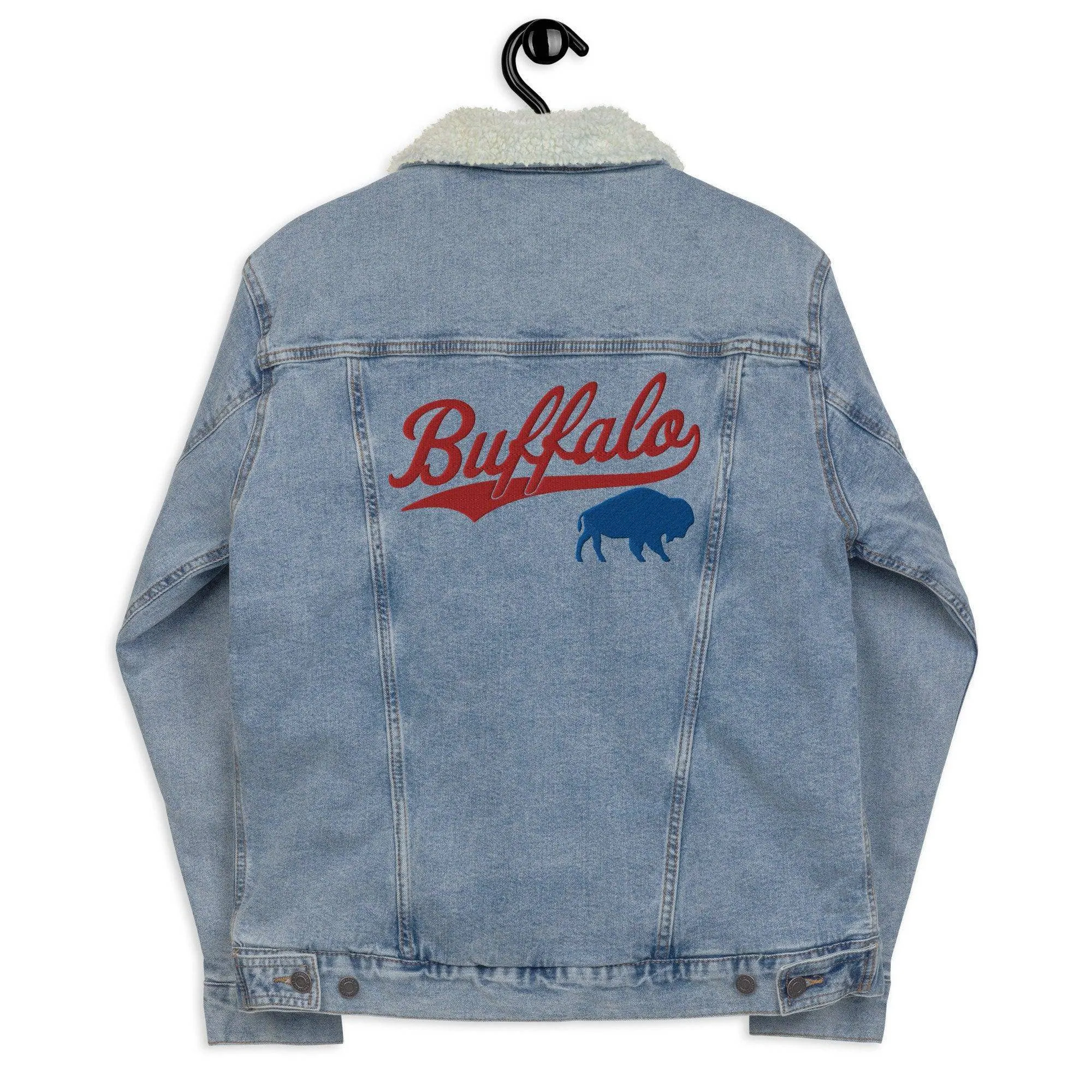 Embroidered Vintage Buffalo Denim Sherpa Jean Jacket