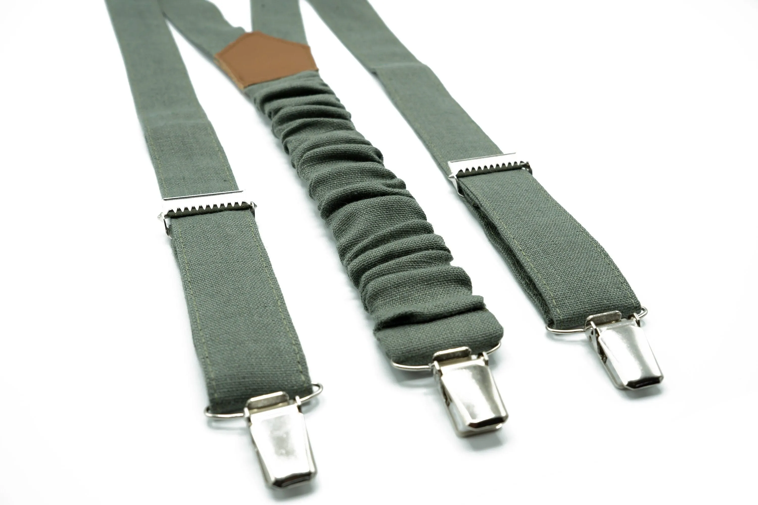 Eucalyptus Bow Tie & Suspender Set - Dark Green Groomsman Bowtie - Perfect for Wedding, For Men and Boys