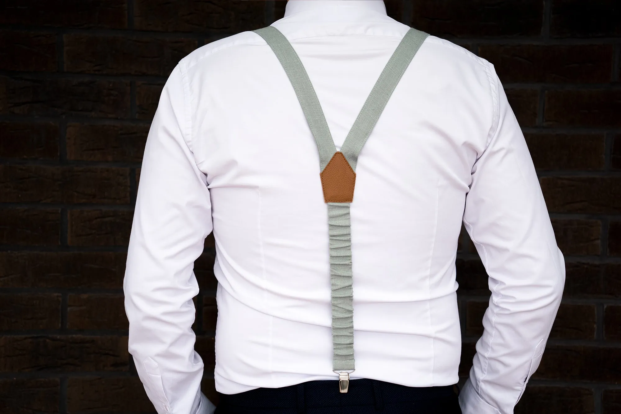 Eucalyptus Bow Tie & Suspender Set - Dark Green Groomsman Bowtie - Perfect for Wedding, For Men and Boys