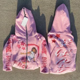 Fashion street style personality zipper hoodie