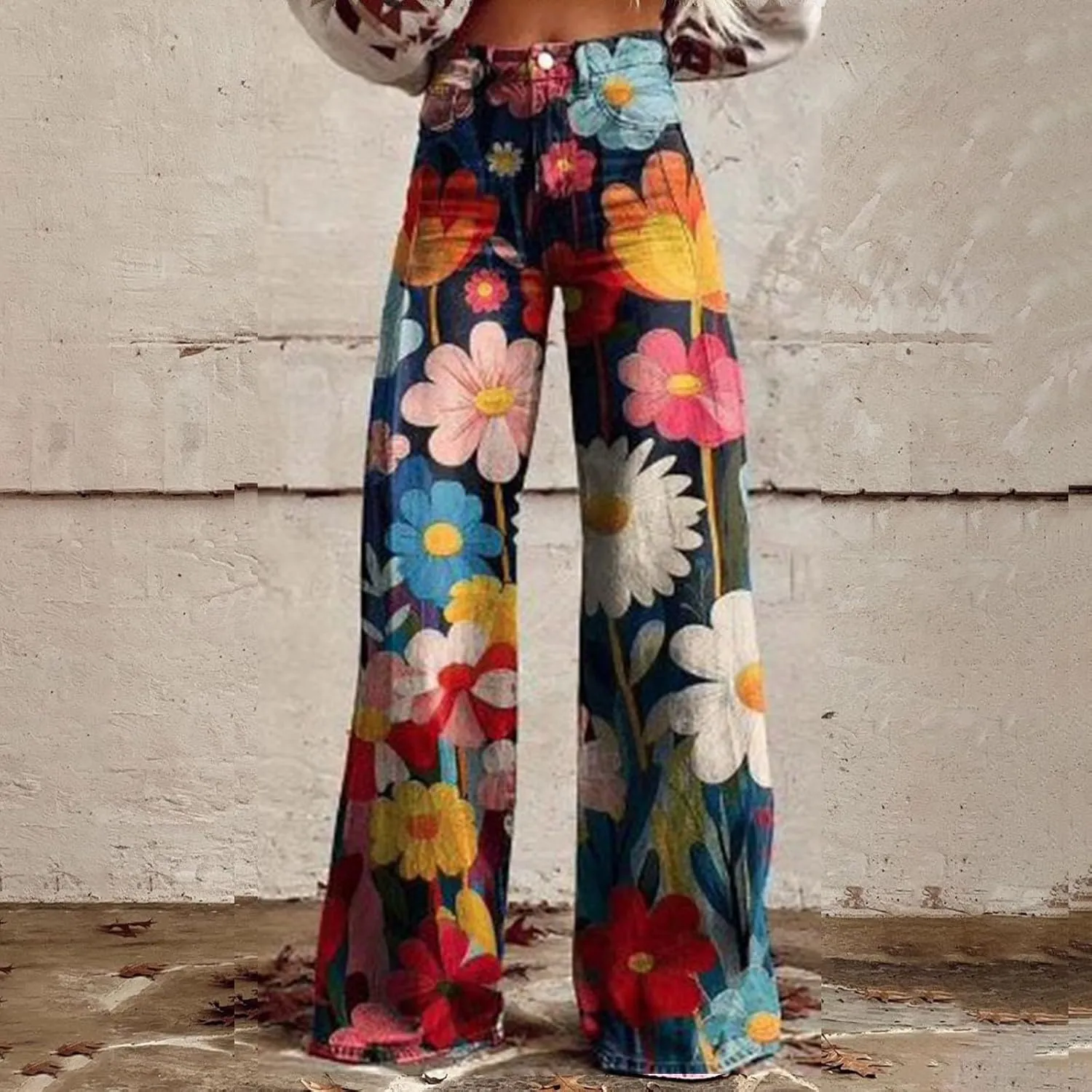Flare Jeans for Women 2025 Summer Wide Leg Casual Jeans Vintage High Waisted Straight Stretch Pants with Pockets