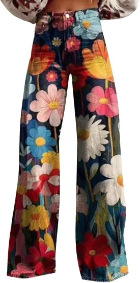 Flare Jeans for Women 2025 Summer Wide Leg Casual Jeans Vintage High Waisted Straight Stretch Pants with Pockets