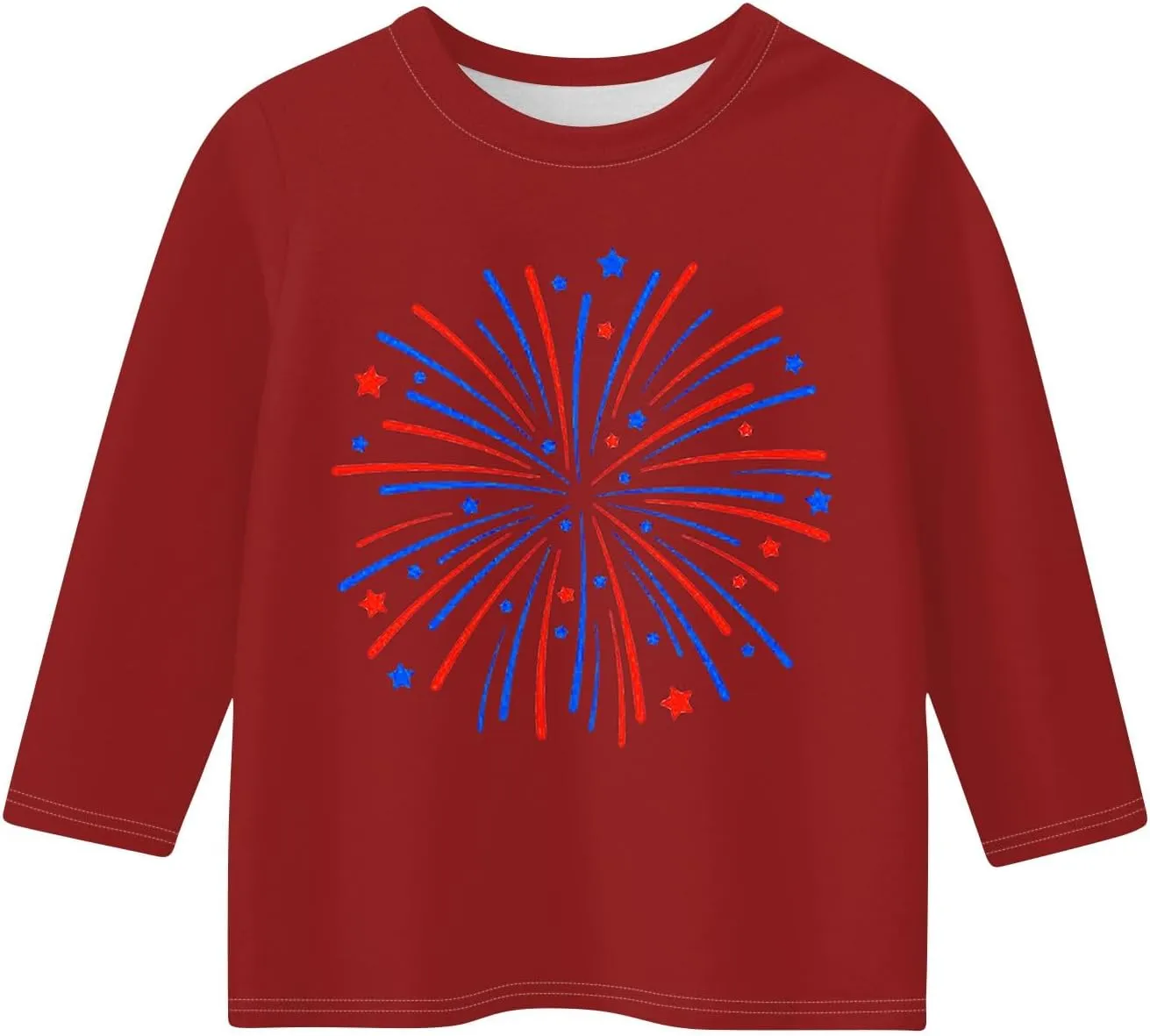 Fourth of July 3/4 Sleeve Shirts for Teens Girls USA Flag Crew Neck Cute Summer Tops Blouses Cute Clothes 5-16 Years