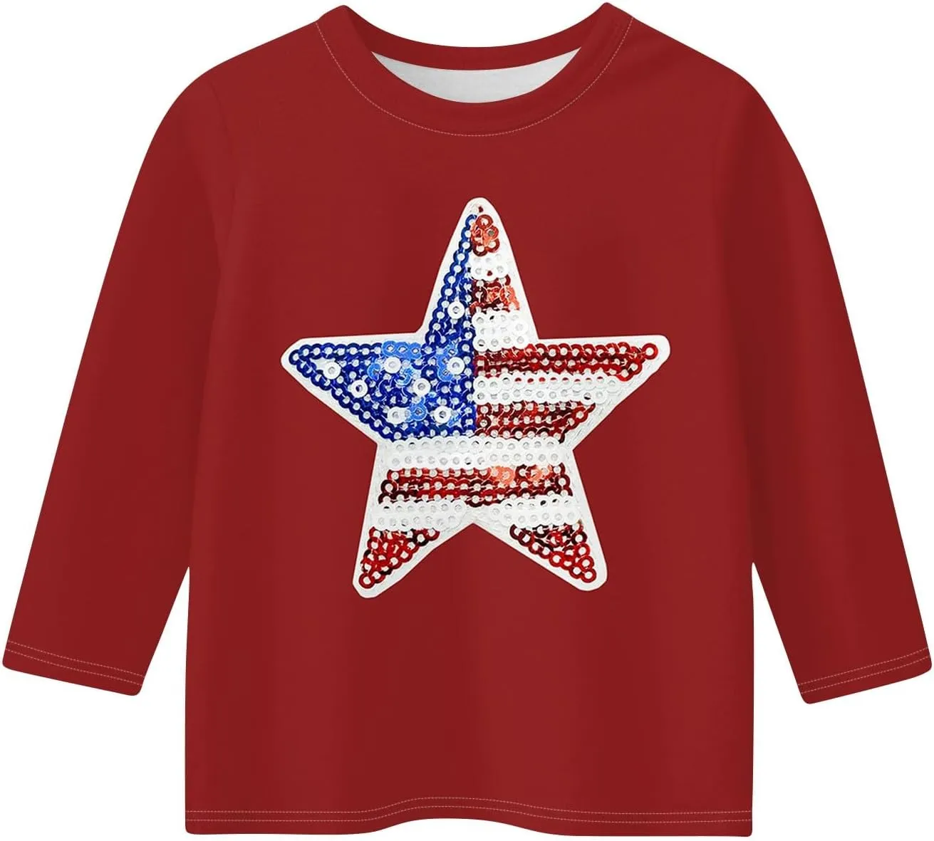 Fourth of July 3/4 Sleeve Shirts for Teens Girls USA Flag Crew Neck Cute Summer Tops Blouses Cute Clothes 5-16 Years