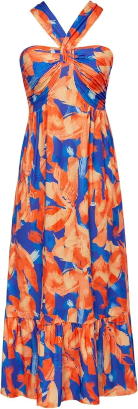 GRACE KARIN 2025 Women's Criss Cross Halterneck Sleeveless Summer Floral Print Flowy A Line Maxi Dress