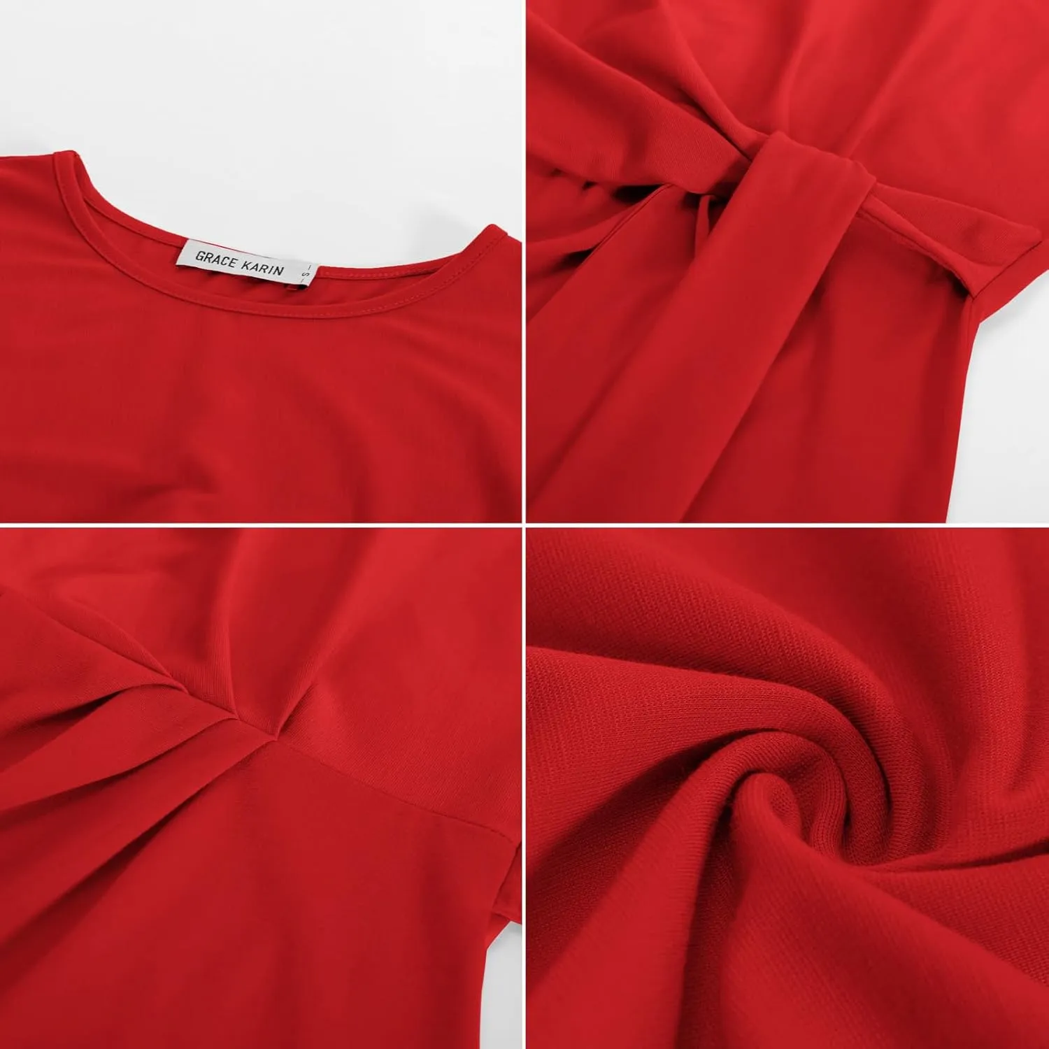 GRACE KARIN Womens Cap Sleeve Tops 2025 Summer Tie Waist Crew Neck Elegant Blouse Dressy Casual Work Business Shirts