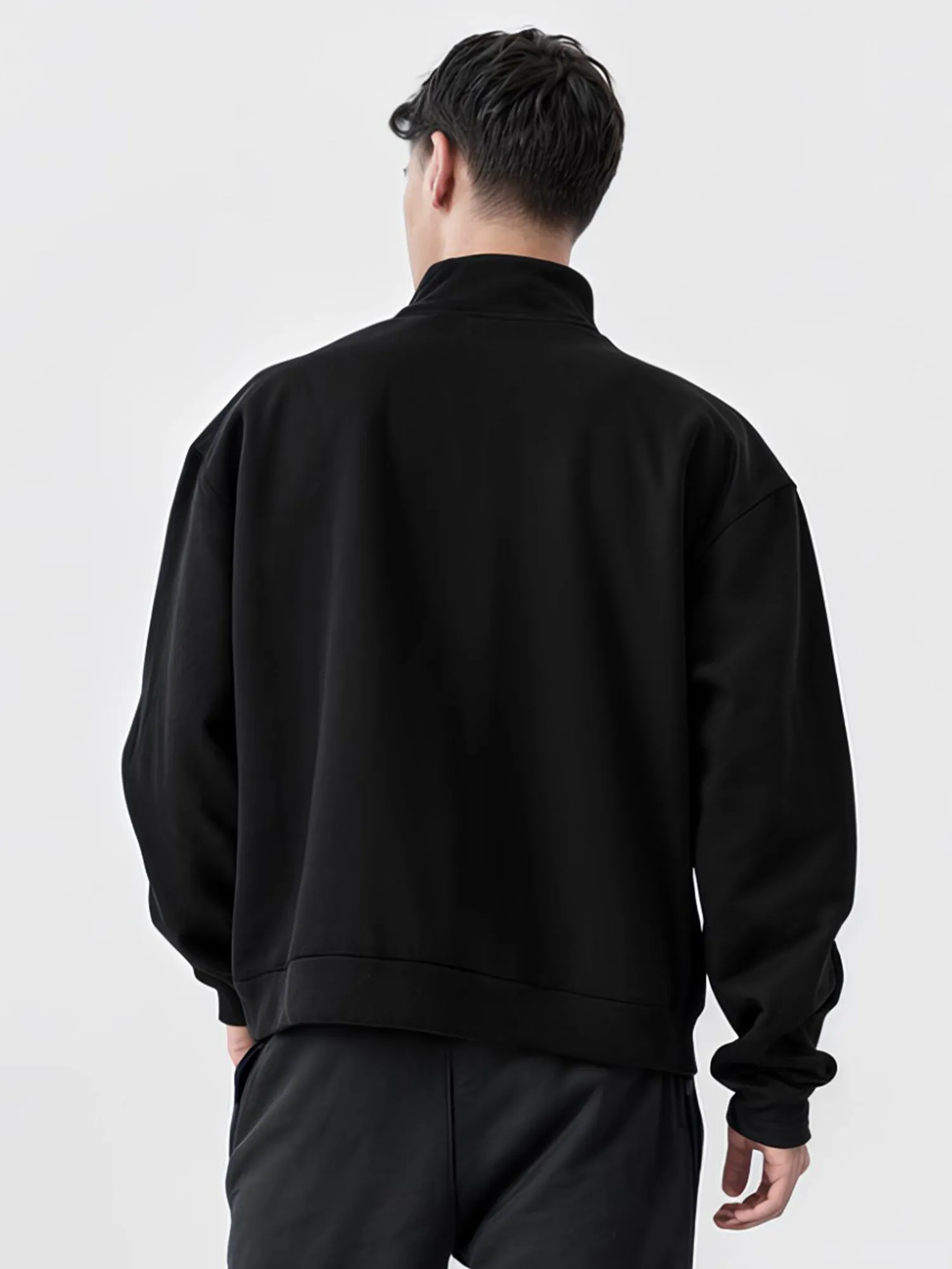 Half Zipper Black Sweatshirt