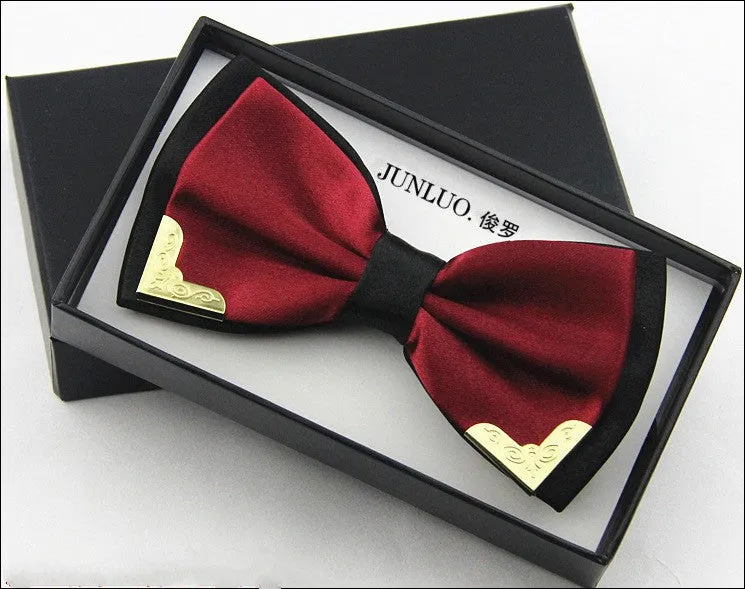 High quality metal bow tie men butterfly cravat bowtie male solid color Wedding commercial bow ties for men