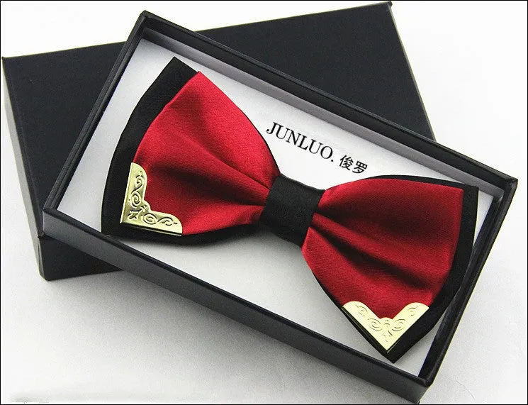 High quality metal bow tie men butterfly cravat bowtie male solid color Wedding commercial bow ties for men