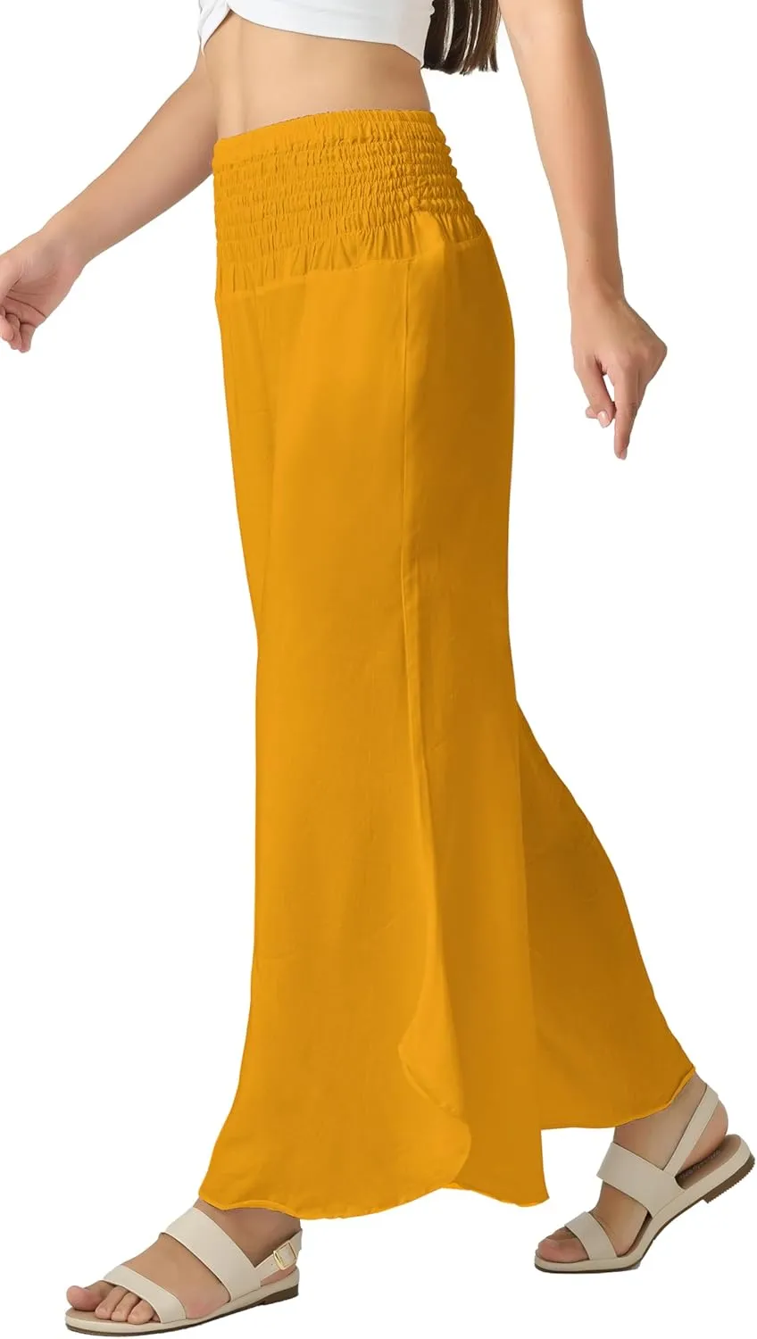Joob Joob Flowy Women's Palazzo Pants - Wide Leg Summer Boho Harem Pants with Pockets