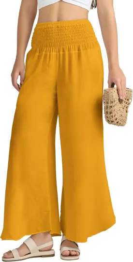 Joob Joob Flowy Women's Palazzo Pants - Wide Leg Summer Boho Harem Pants with Pockets