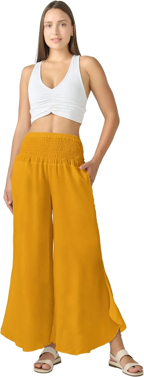 Joob Joob Flowy Women's Palazzo Pants - Wide Leg Summer Boho Harem Pants with Pockets