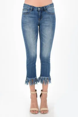 Judy Blue I'm So Frayed Mid-Rise Crop Straight Jeans