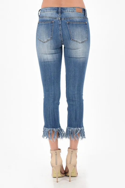 Judy Blue I'm So Frayed Mid-Rise Crop Straight Jeans