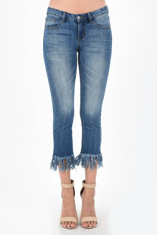 Judy Blue I'm So Frayed Mid-Rise Crop Straight Jeans
