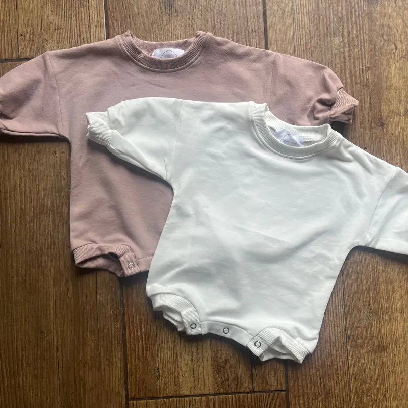 Long Sleeve Bubble Romper - Mocha