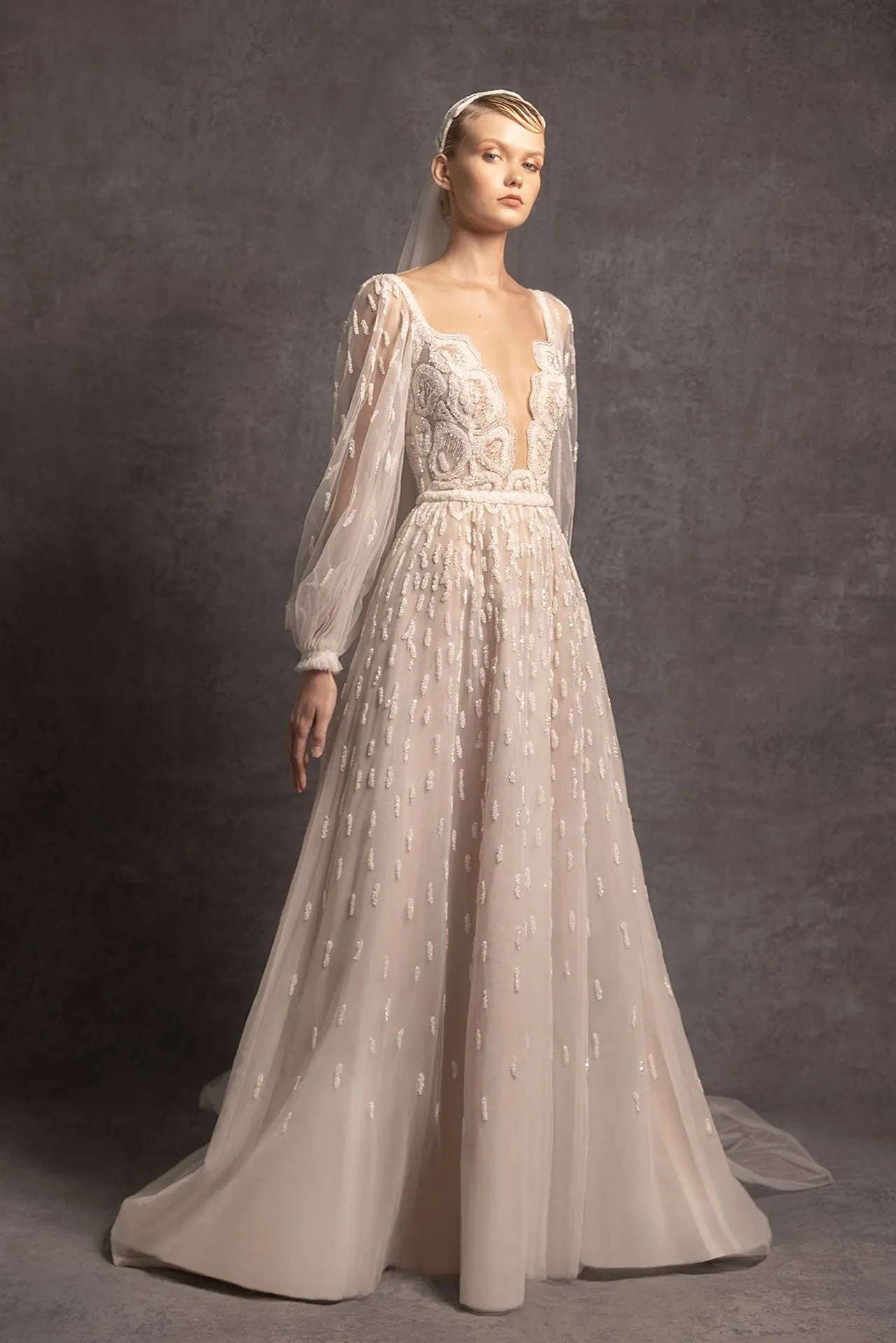 Long-Sleeved A-line Wedding Dress