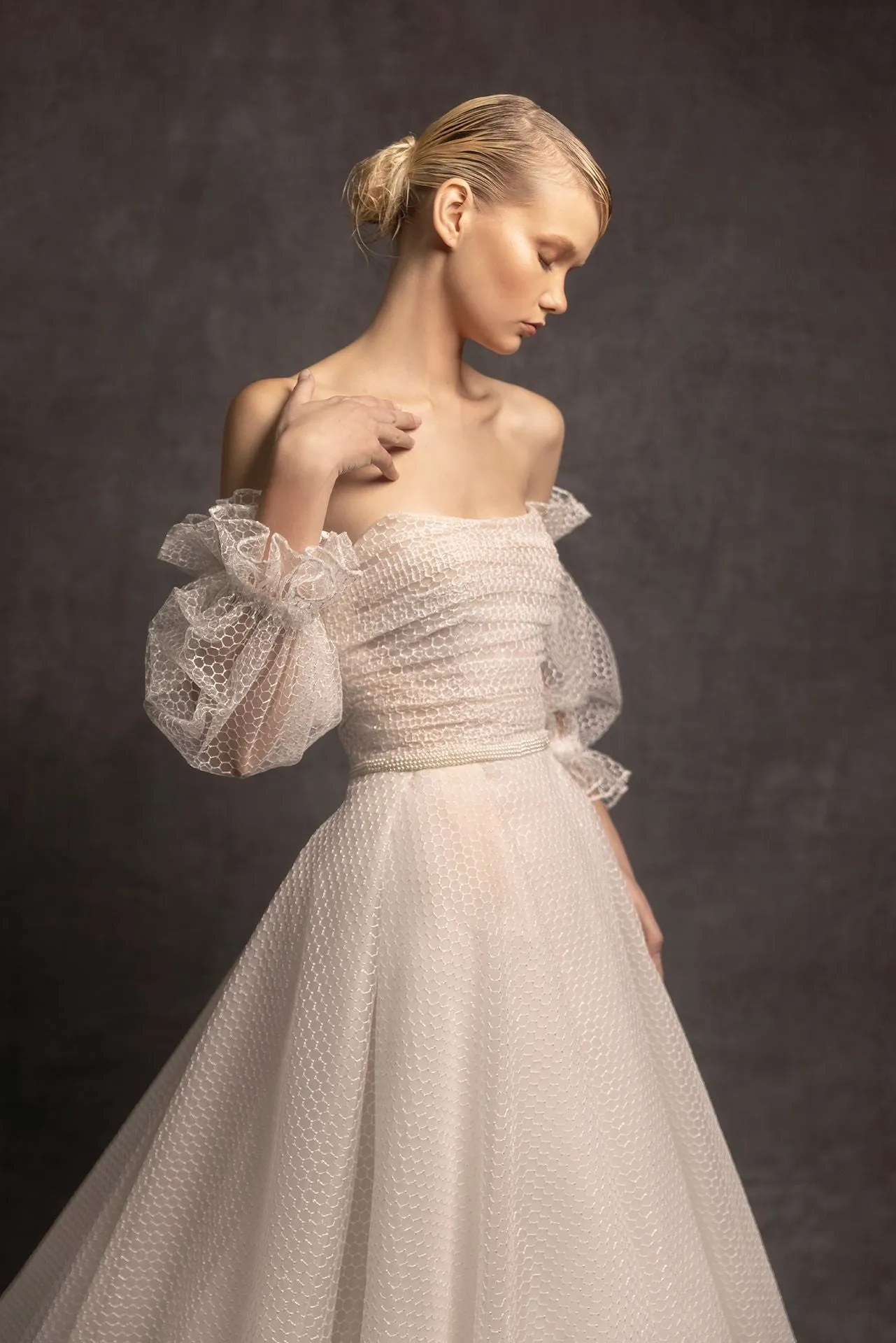 Long-Sleeved Off-The-Shoulder Wedding Dress
